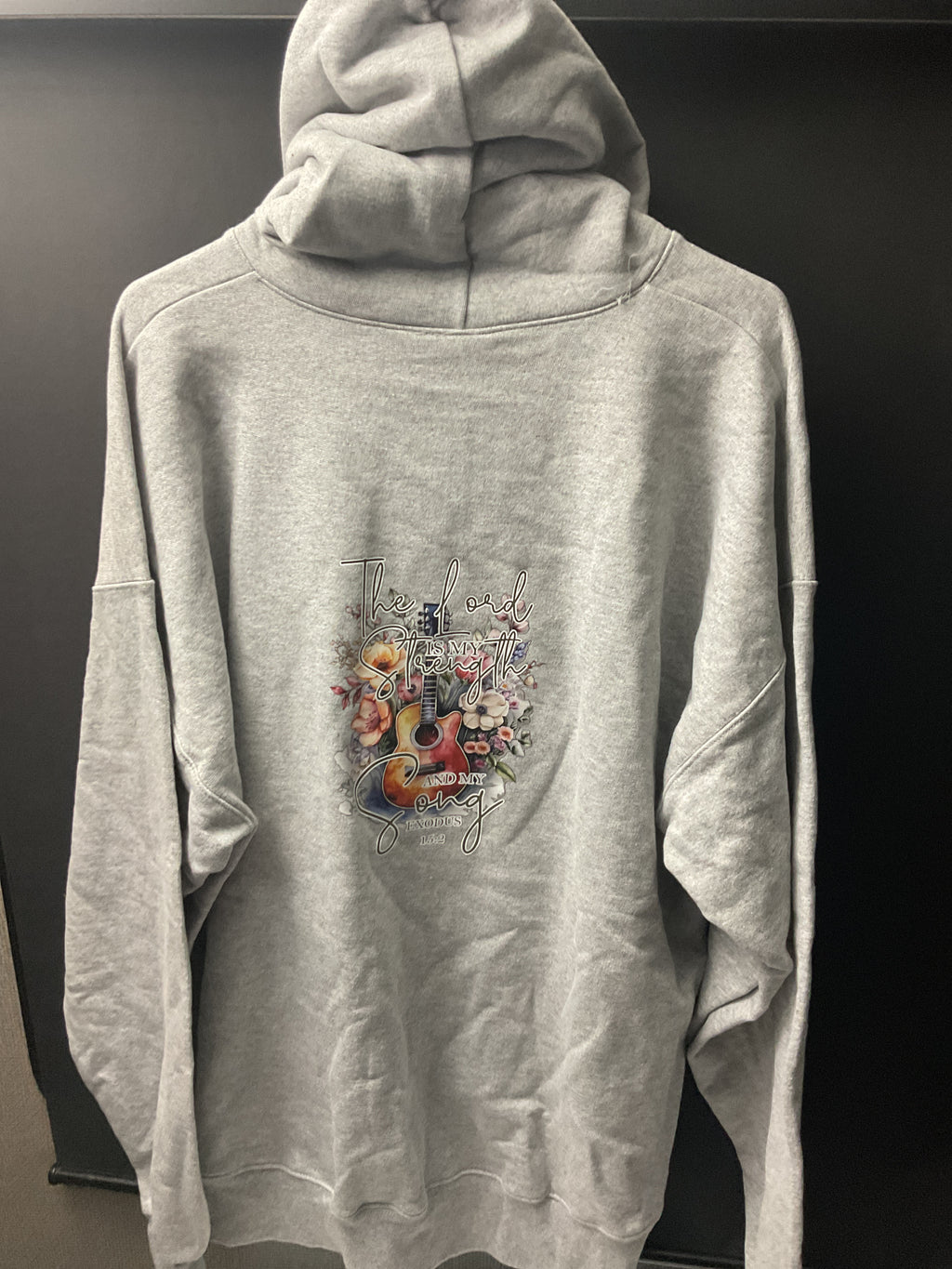 The Lord is my strength extra large grey hoodie