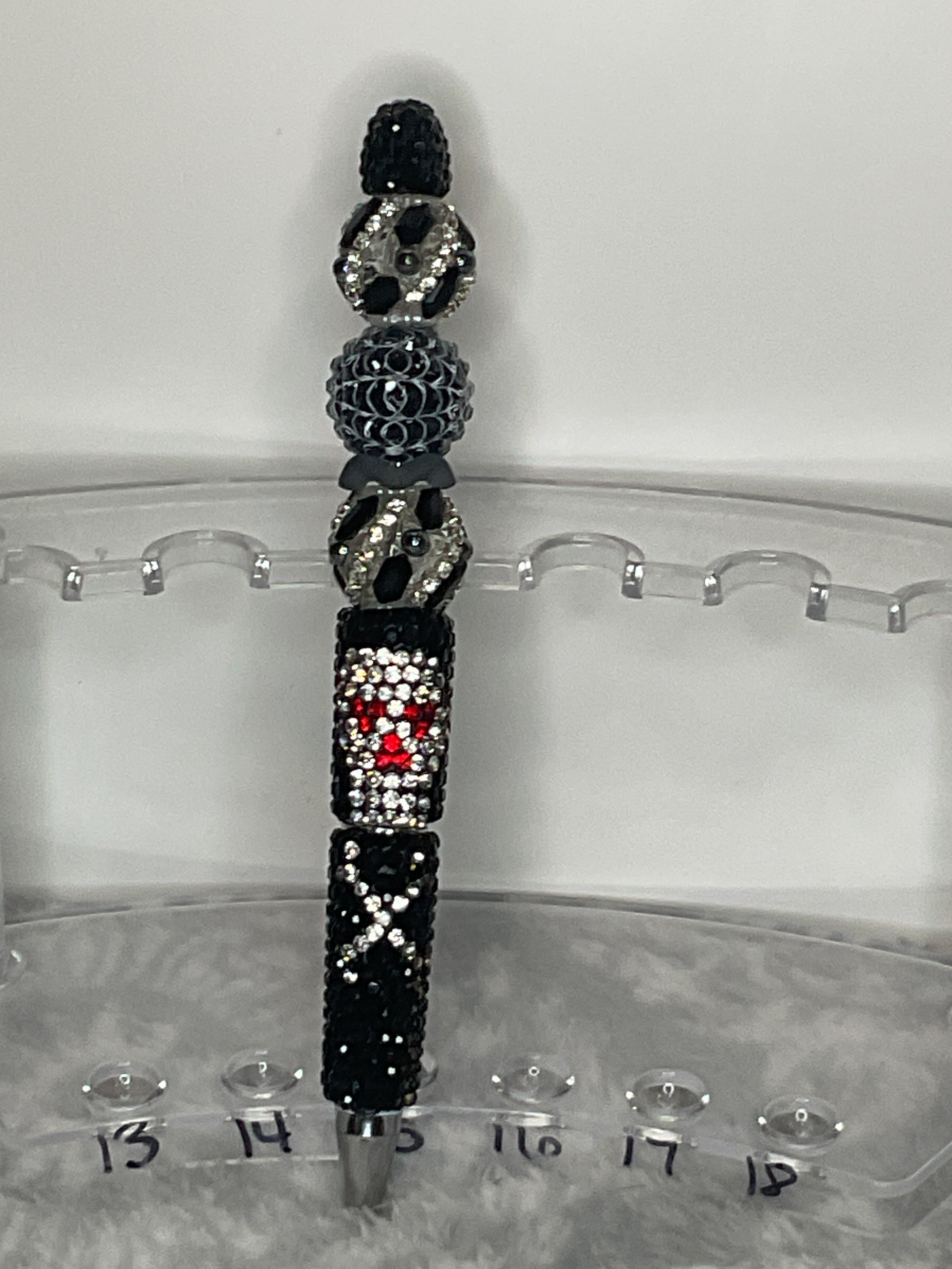 Black fancy skull pen with spiderweb beads