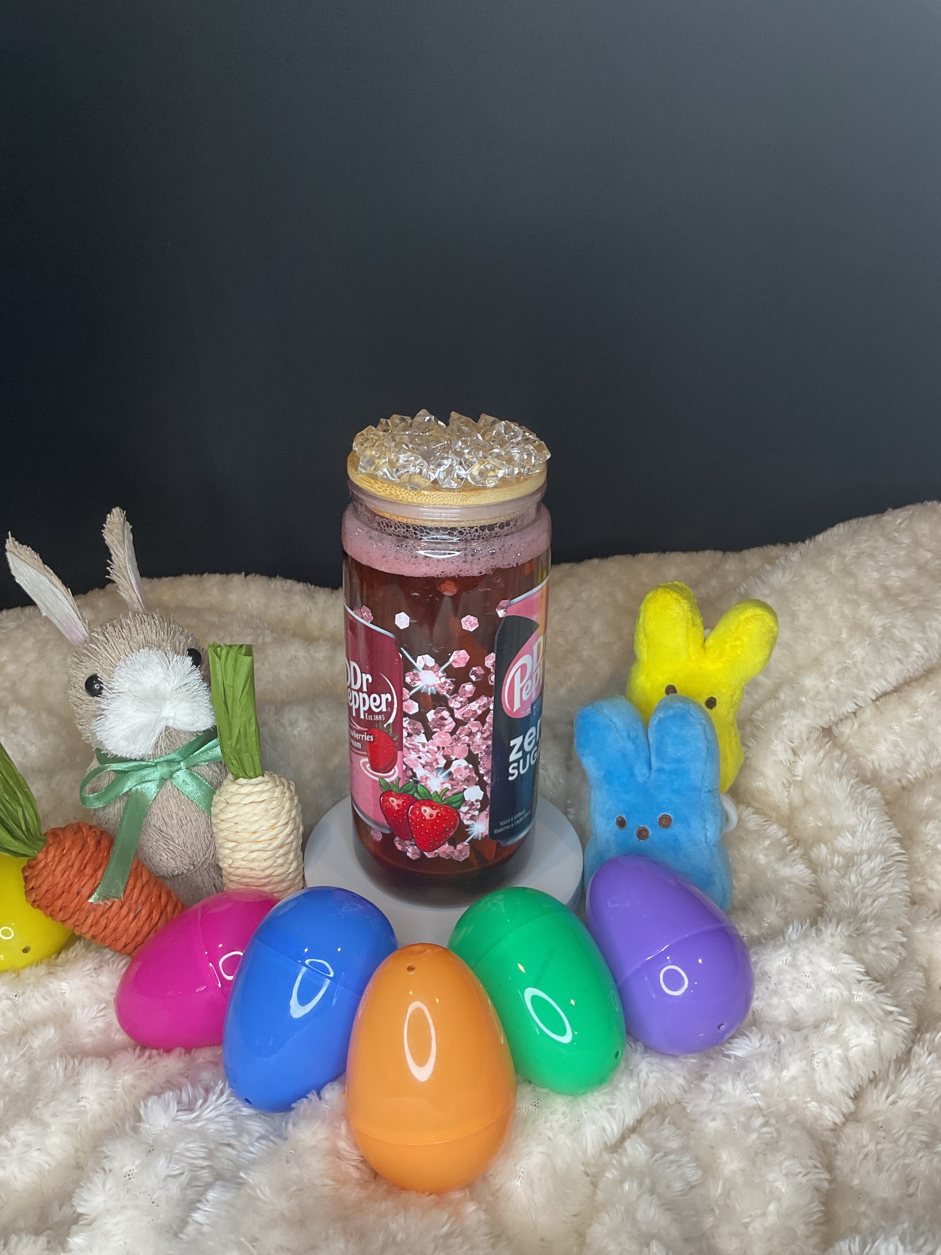 20 ounce Dr Pepper, strawberries and cream with ice ￼