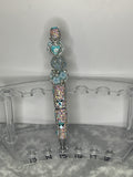 Clear rhinestone pen with blue hearts