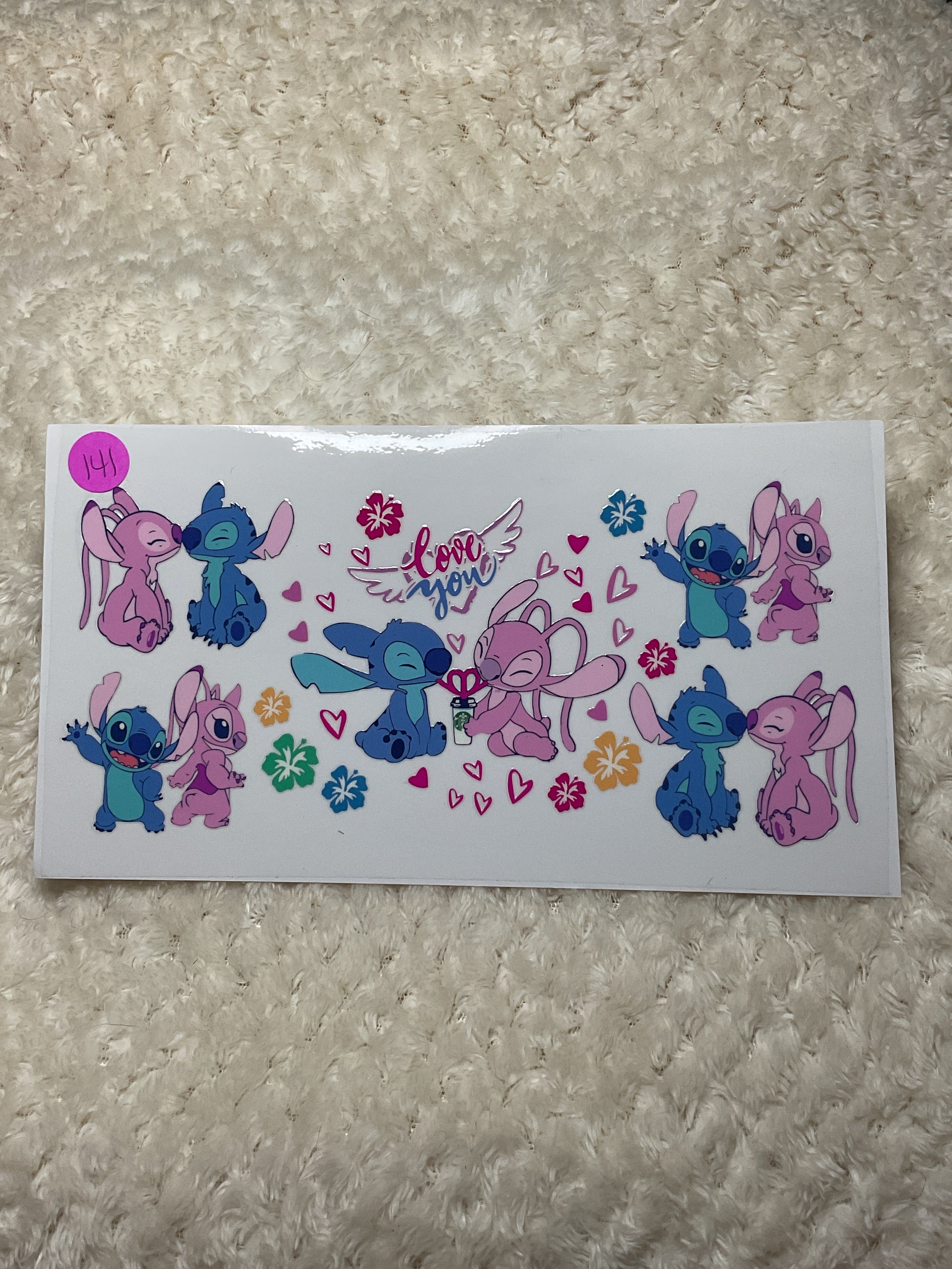 Stitch and angel drinking coffee 141