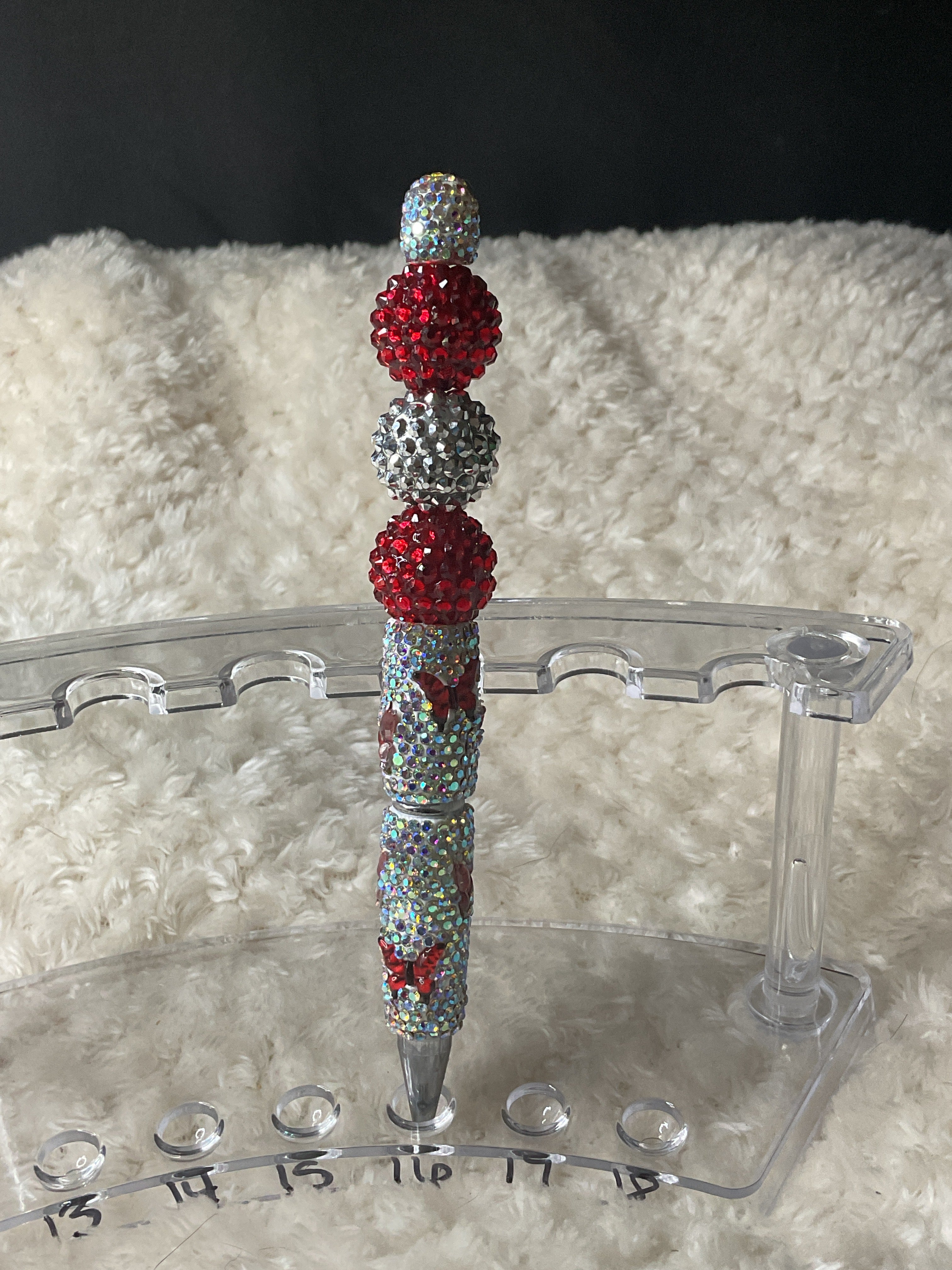 Red butterfly rhinestone pen