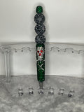 Green skull fancy pen with spiderweb beads