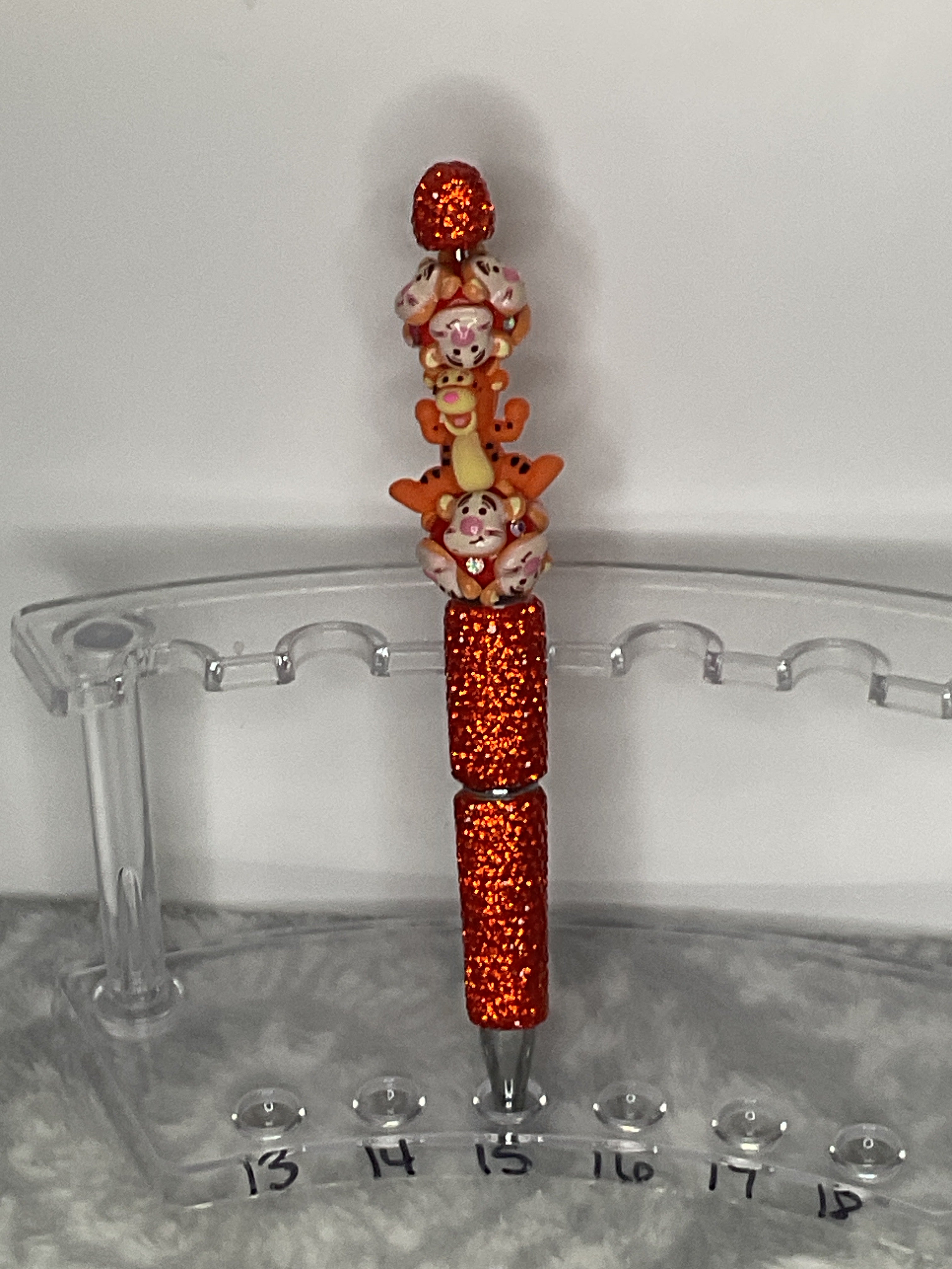 Tigger fancy pen orange with two tiger fancy beads
