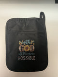 With God, all things are possible black oven mitt