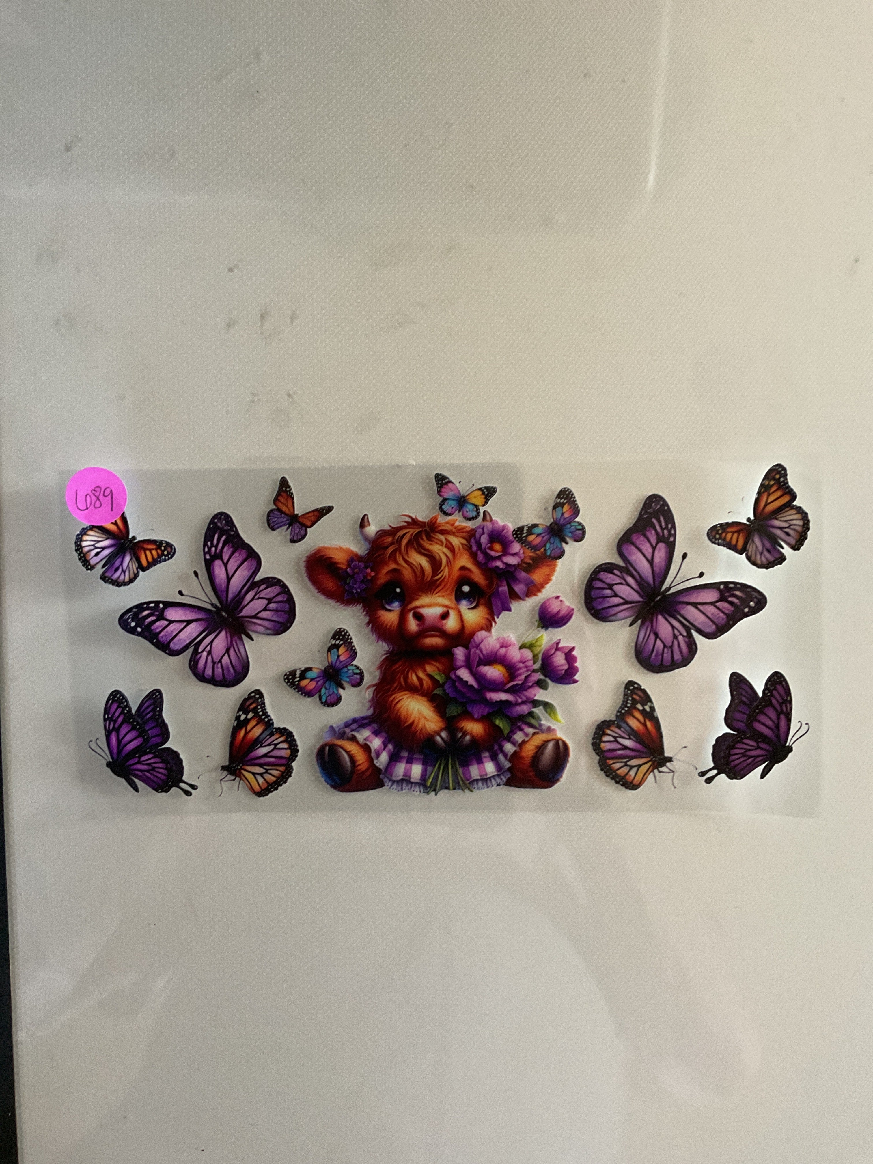 Highland cow butterflies purple 689
