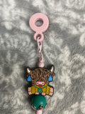 Highland cow cup charm