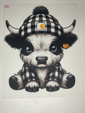 Black and white highland cow Carhartt 100