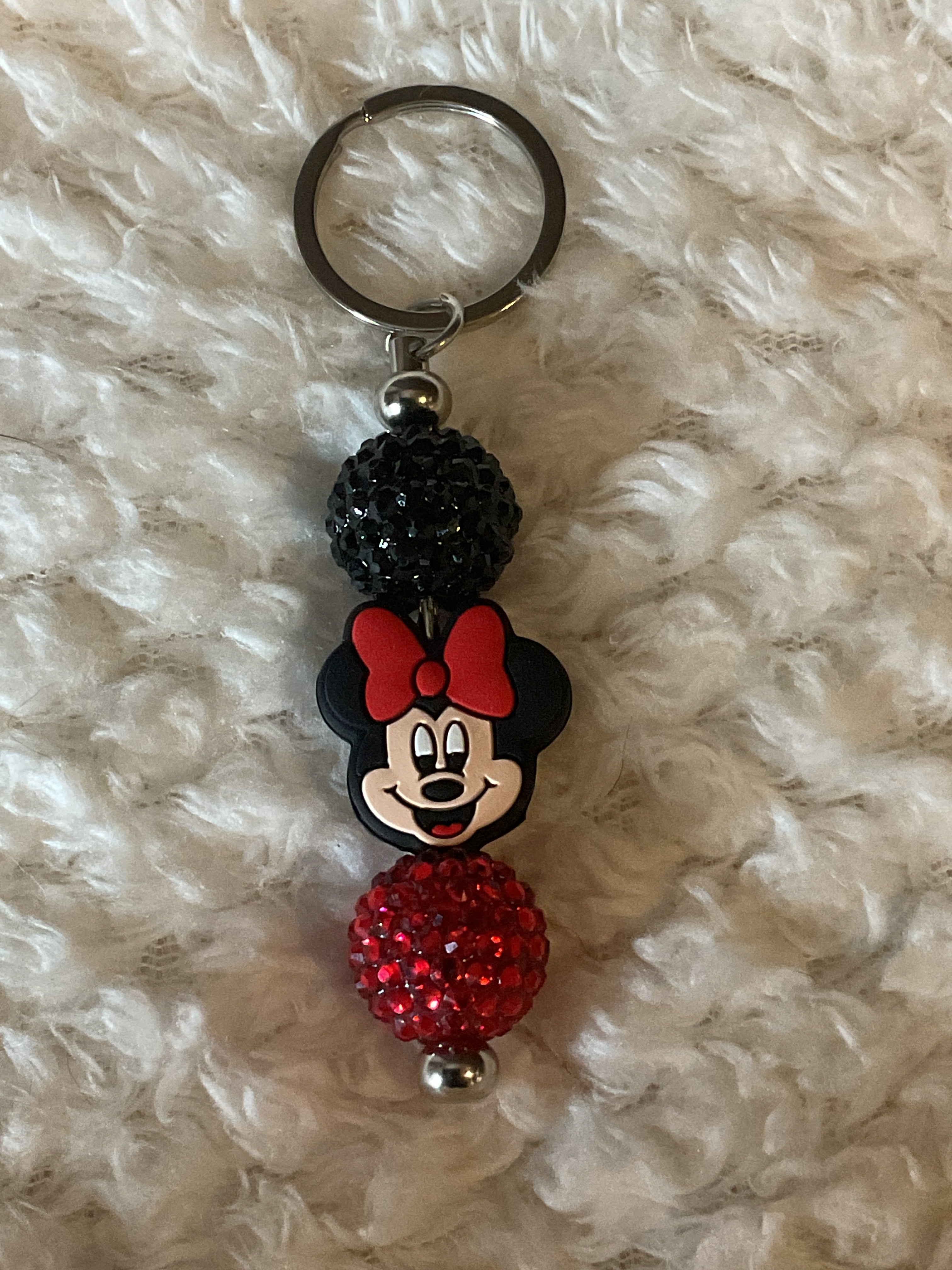 Minnie, mouse with black and red rhinestones