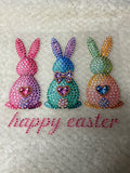 Three bunnies with diamond art happy Easter
