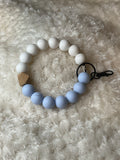 Light blue and white wristlet