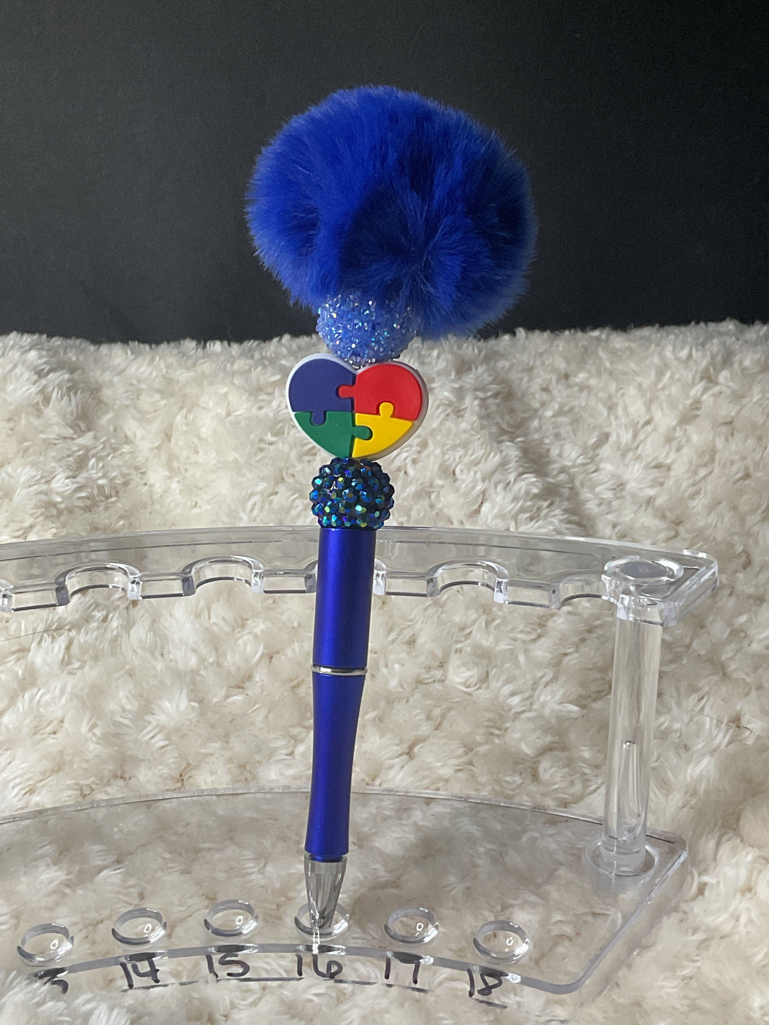 Love, autism rhinestone, puffy pen