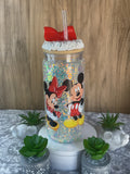 Mickey and Minnie, 20 ounce glow in the dark with frosted lid with bow