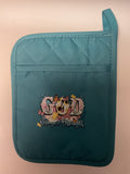God is my refuge and strength oven mitt