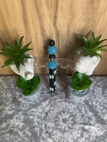 Blue and black bows with rhinestones