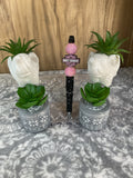 Pink Harley Davidson on a black fancy pen