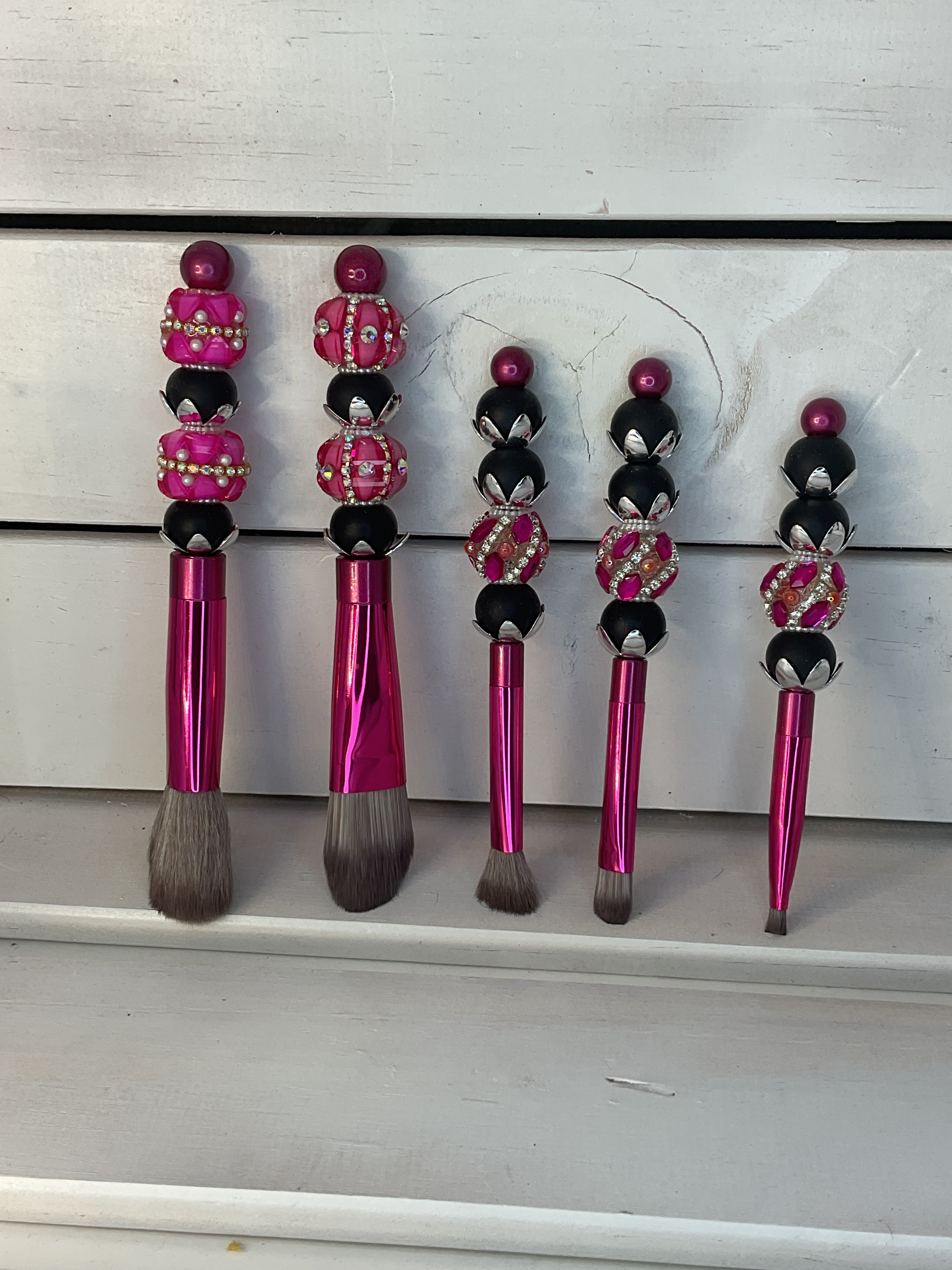 Pink makeup brush set