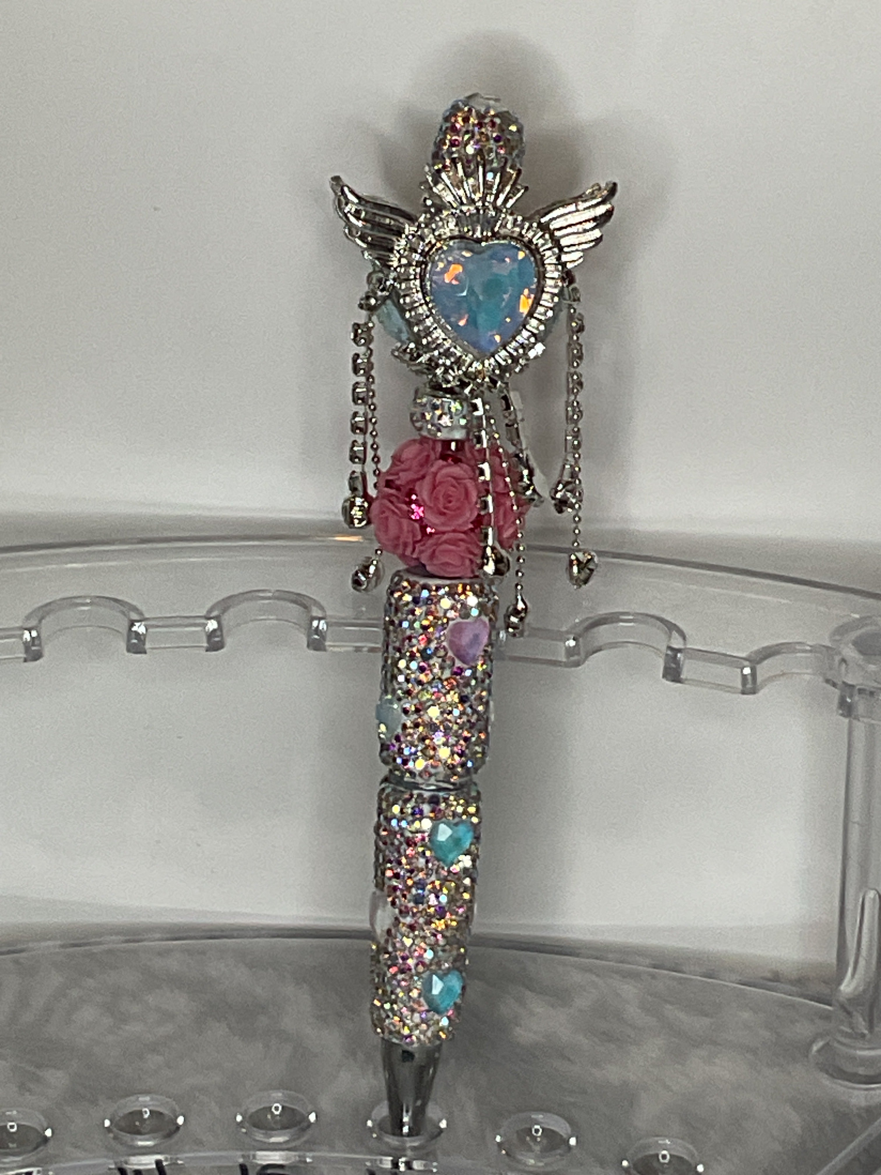 Blue and pink heart fancy pen