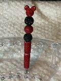 Red Mickey wants some pen with black and red