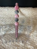 Pink rhinestone with pink floral beads