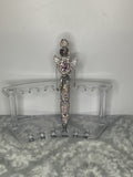 Clear rhinestones with pink bows