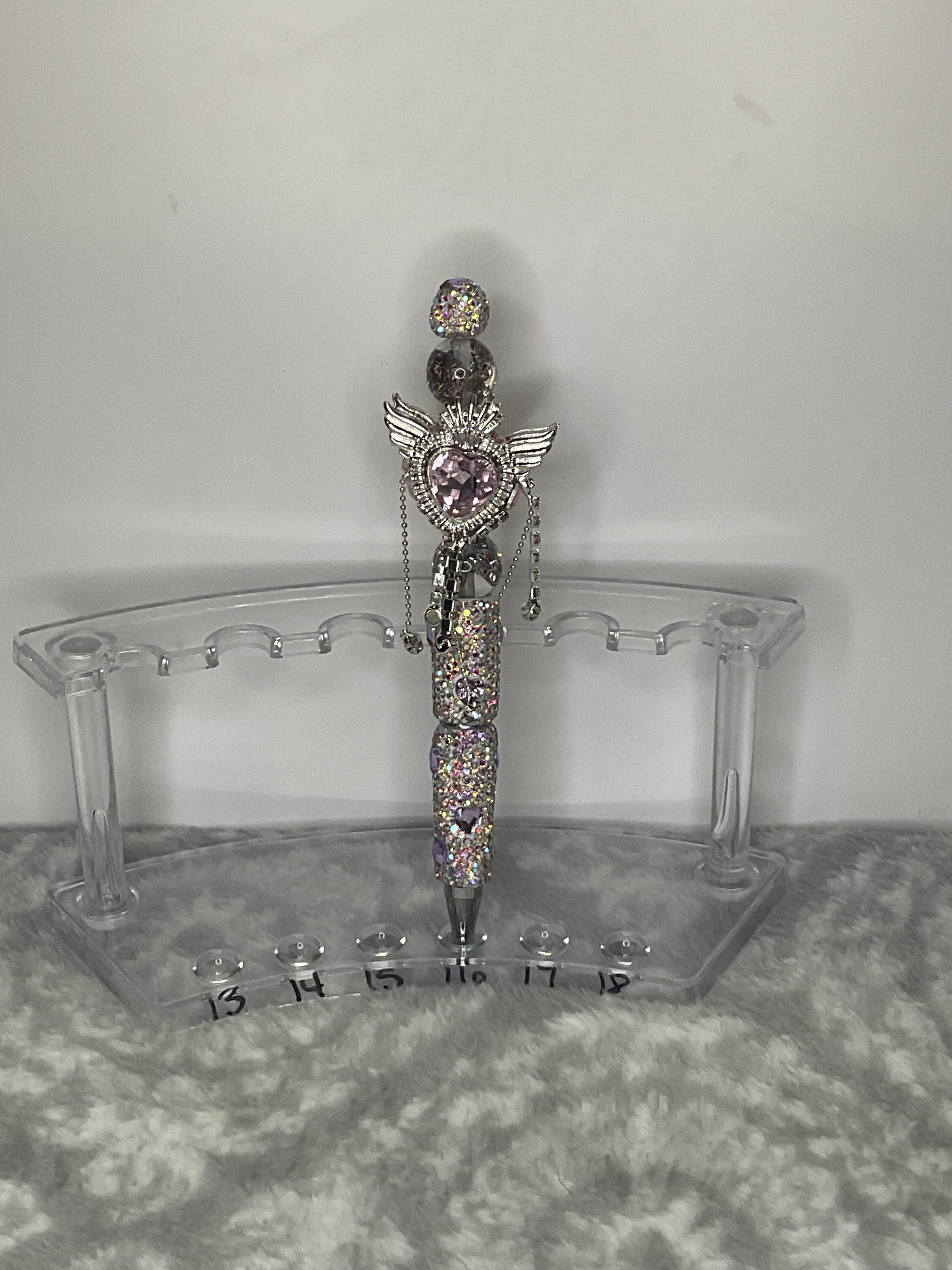 Clear rhinestones with pink bows