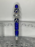 Blue and white rhinestone pen