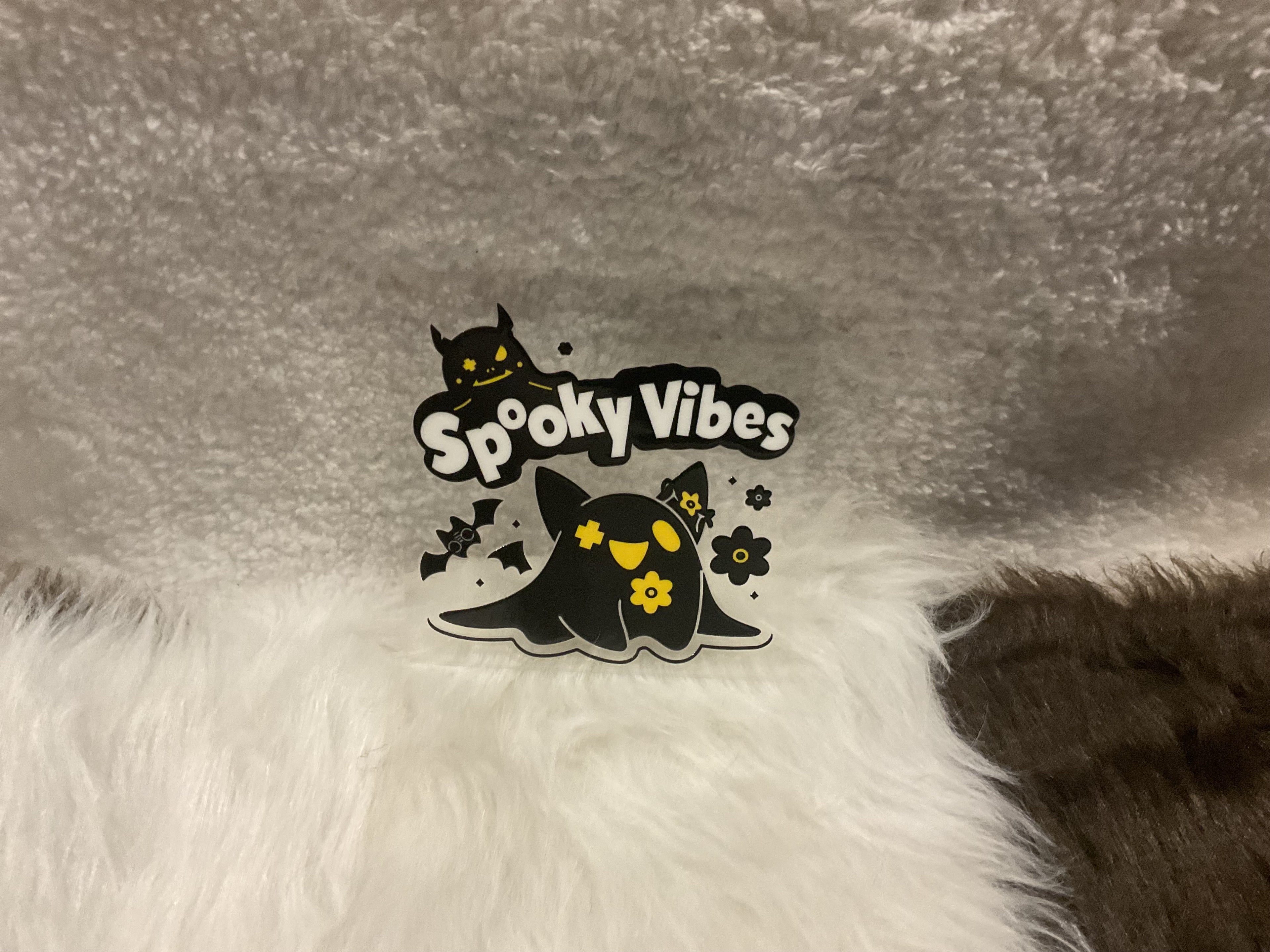 Spooky Vibes Black Bat w/Ghost