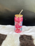 Angel & Stitch Pink Glitter Snow Globe Coffee Cup