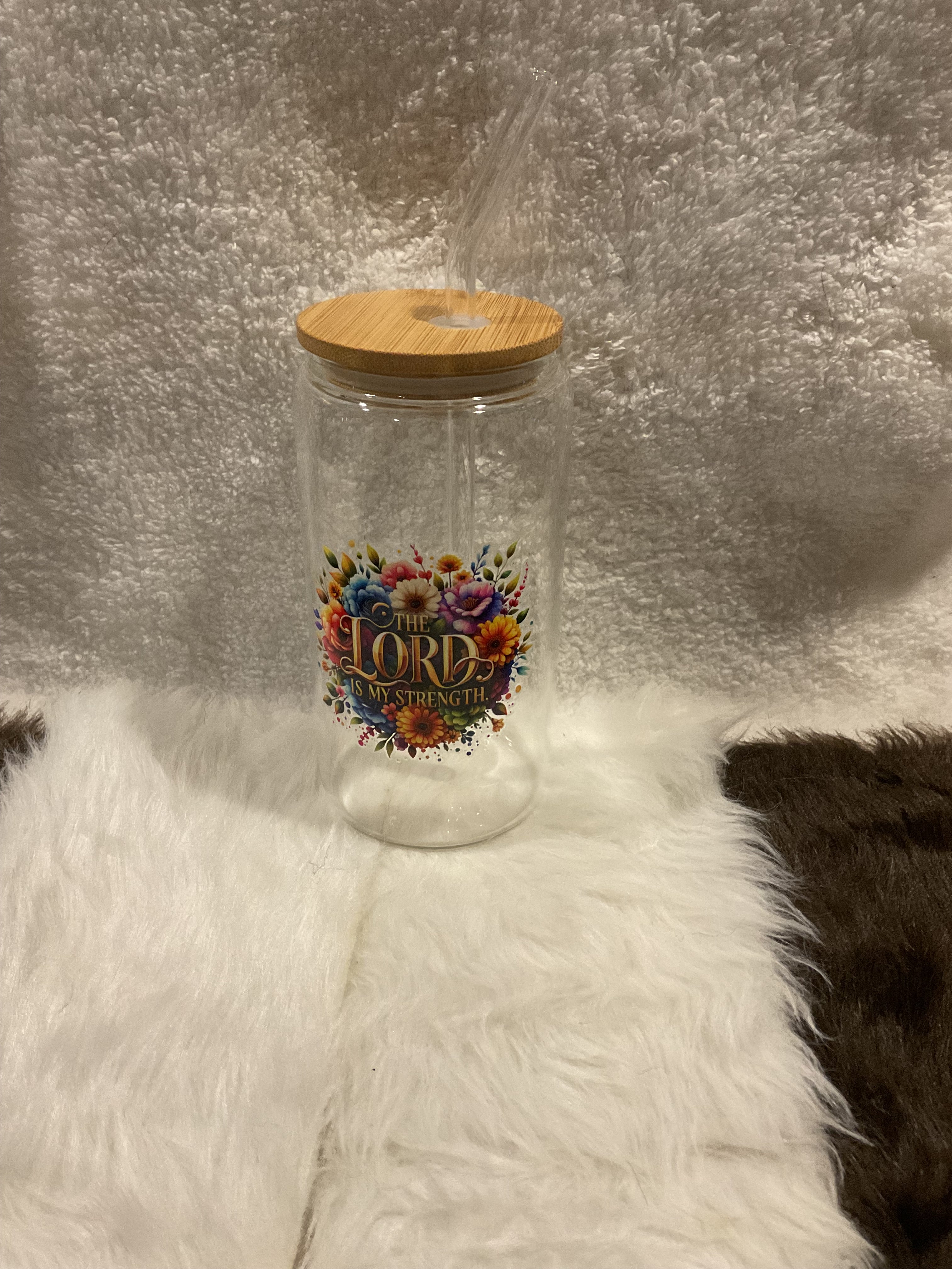 Religious "The Lord is My Strength" 16oz Iced Coffee Cup