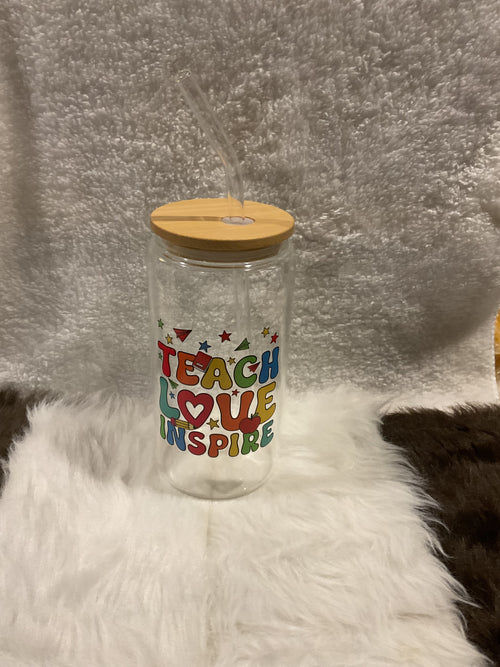 Back to School "Teach Love Inspire" 16oz Iced Coffee Cup