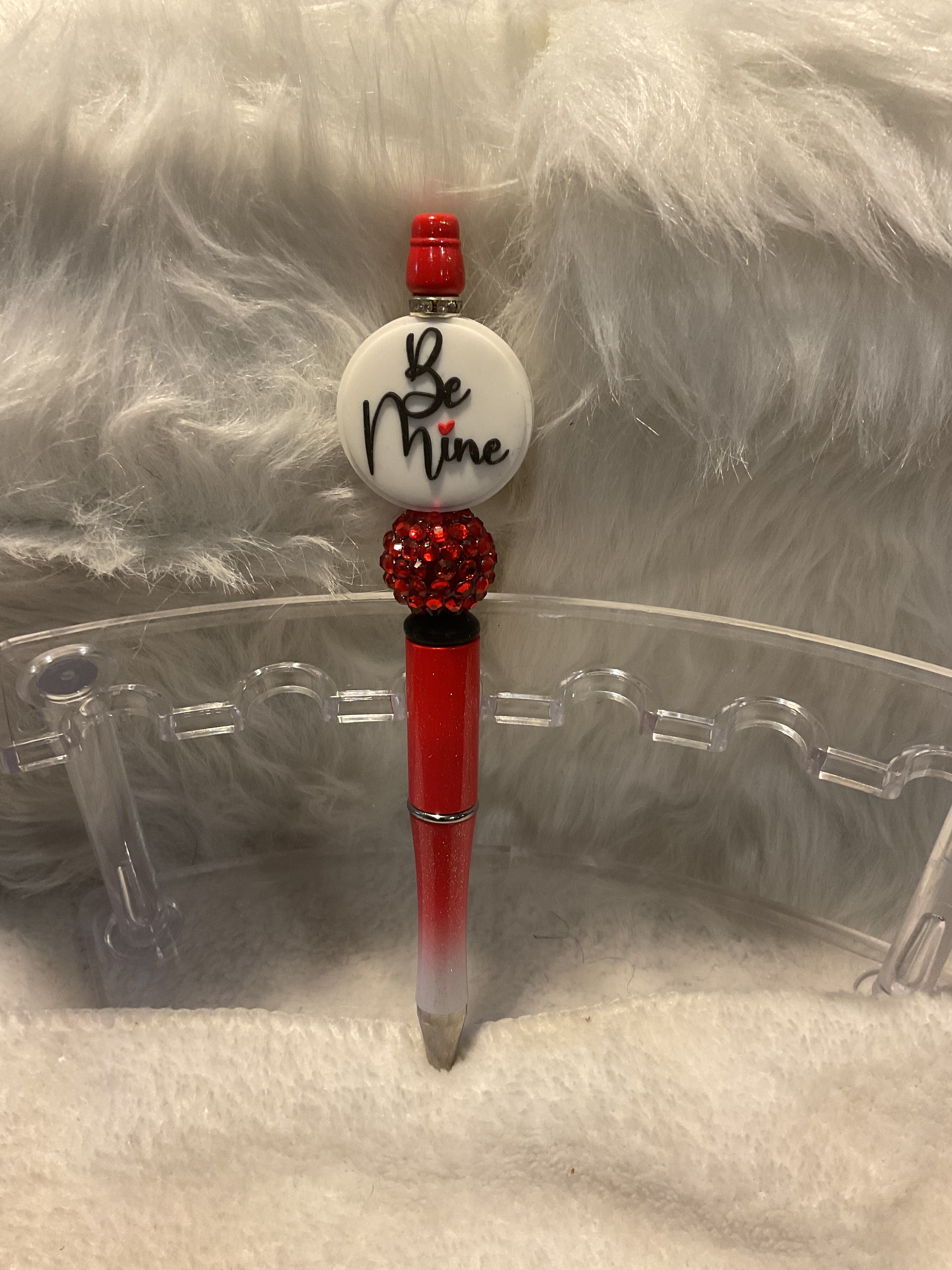 Black & White Be Mine Beaded Pen