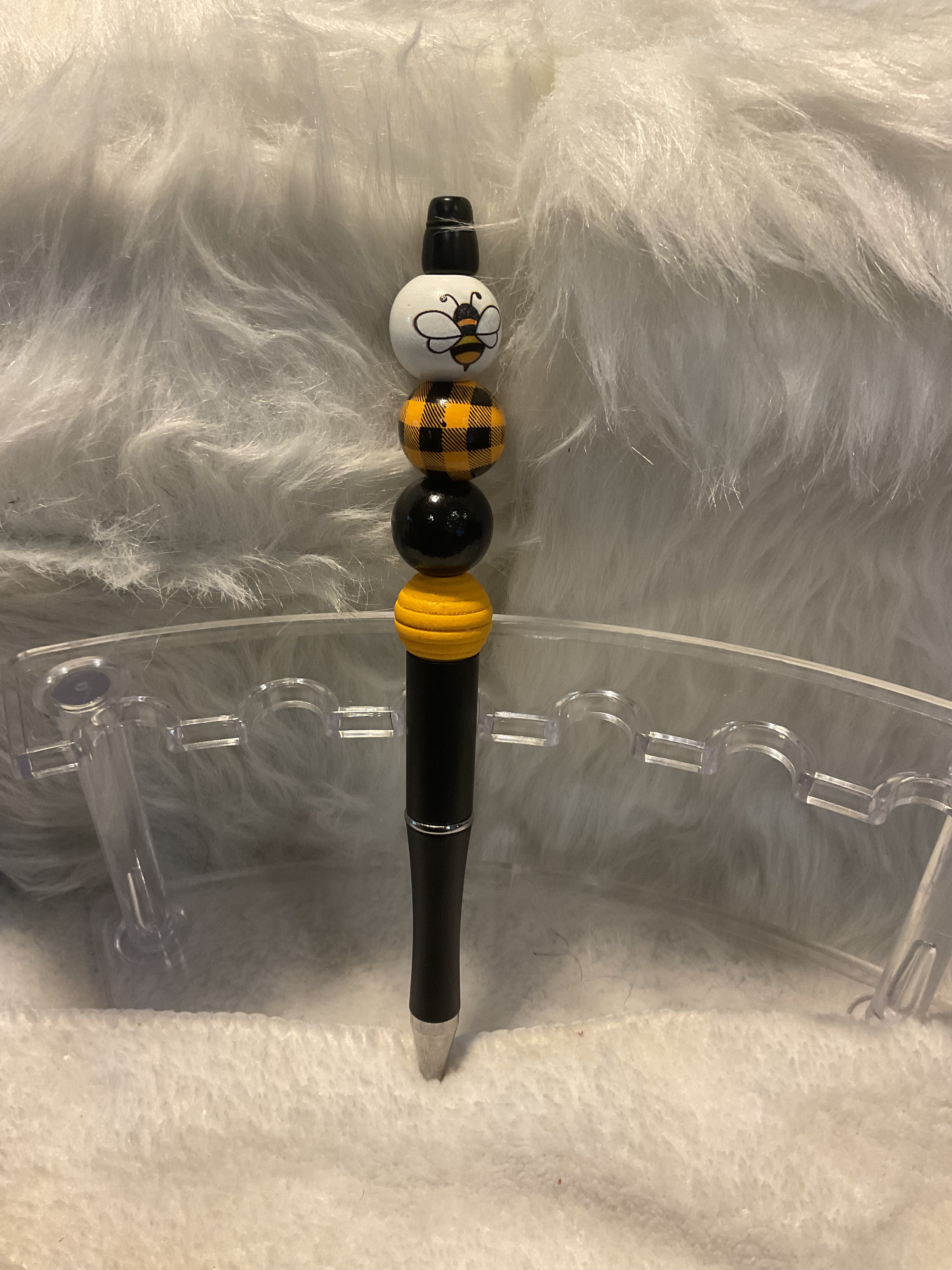 Yellow & Black Bumble Bee Beaded Pen